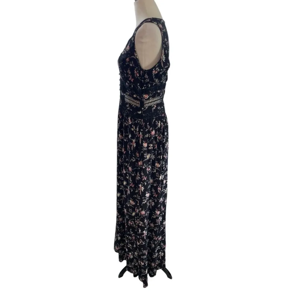 The Clothing Company Maxi Dress Womens Size L Black Floral Boho Hippie Festival - Image 3