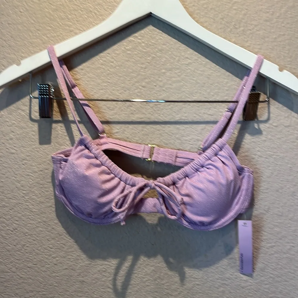 New  Women’s Shirred Bikini Top Light Purple Sparkle Size XXS NWT - Image 4