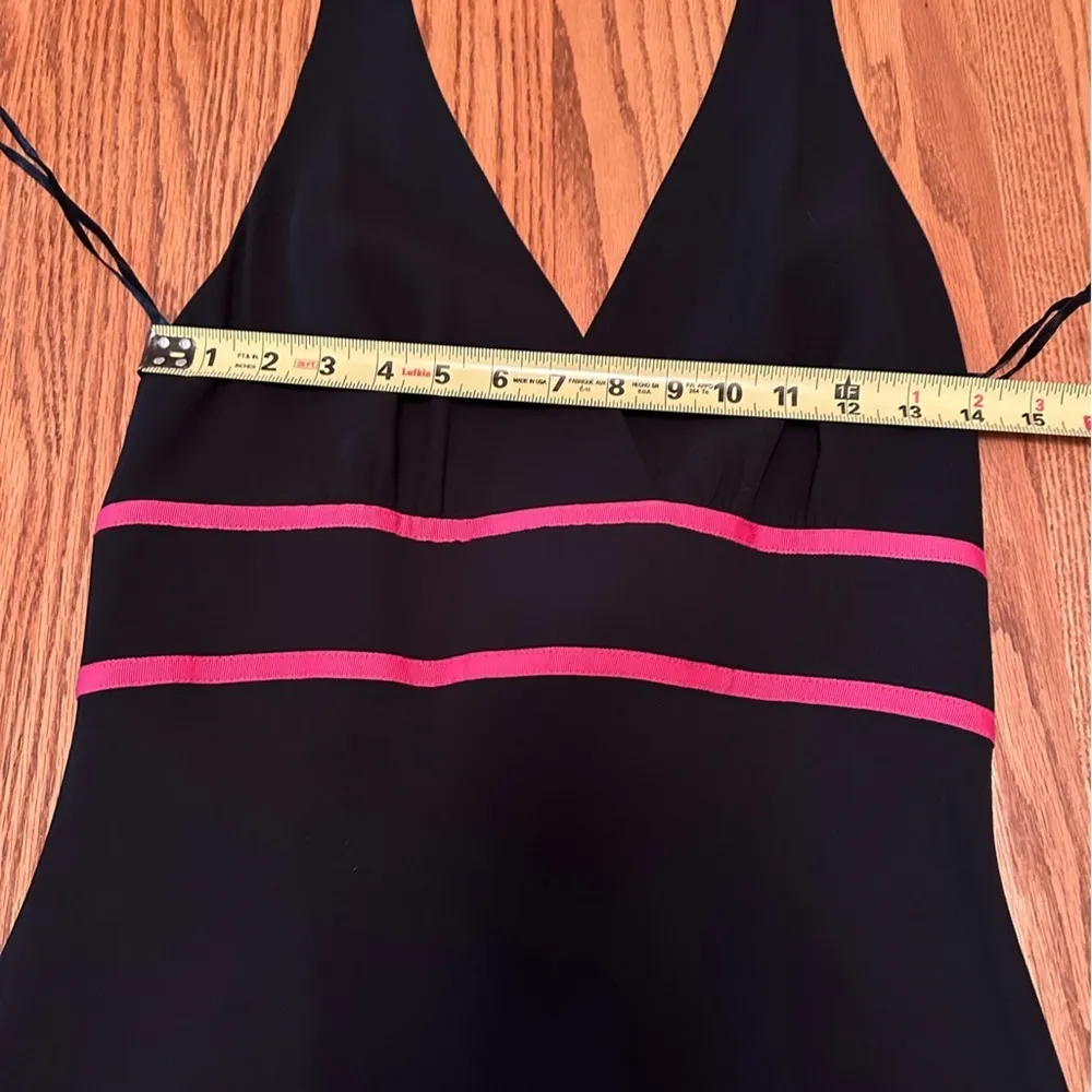 Nine West Empire Waist Hot Pink Black Y2K HalterNeck Open Back Dress Size 8 - Image 5