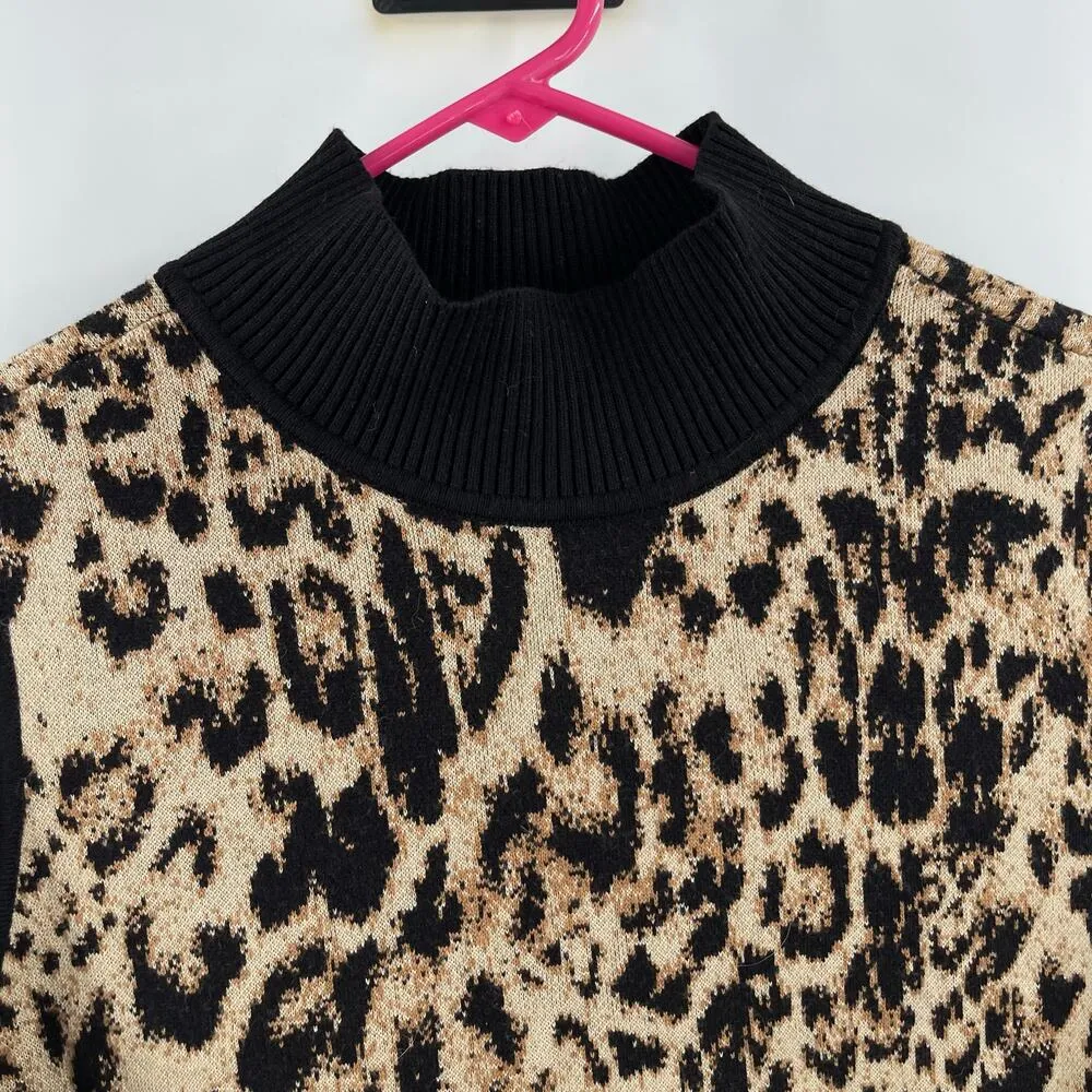 CHICO'S Sweater Tank SZ Extra Large Mock Neck Sleeveless Cashmere Blend Animal - Image 7