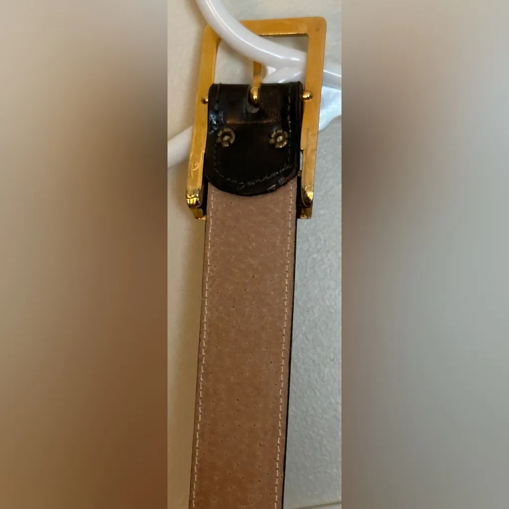 Anne Klein for Calderon Brownish Green Gold Leather Belt Women's Sz Medium - Image 7