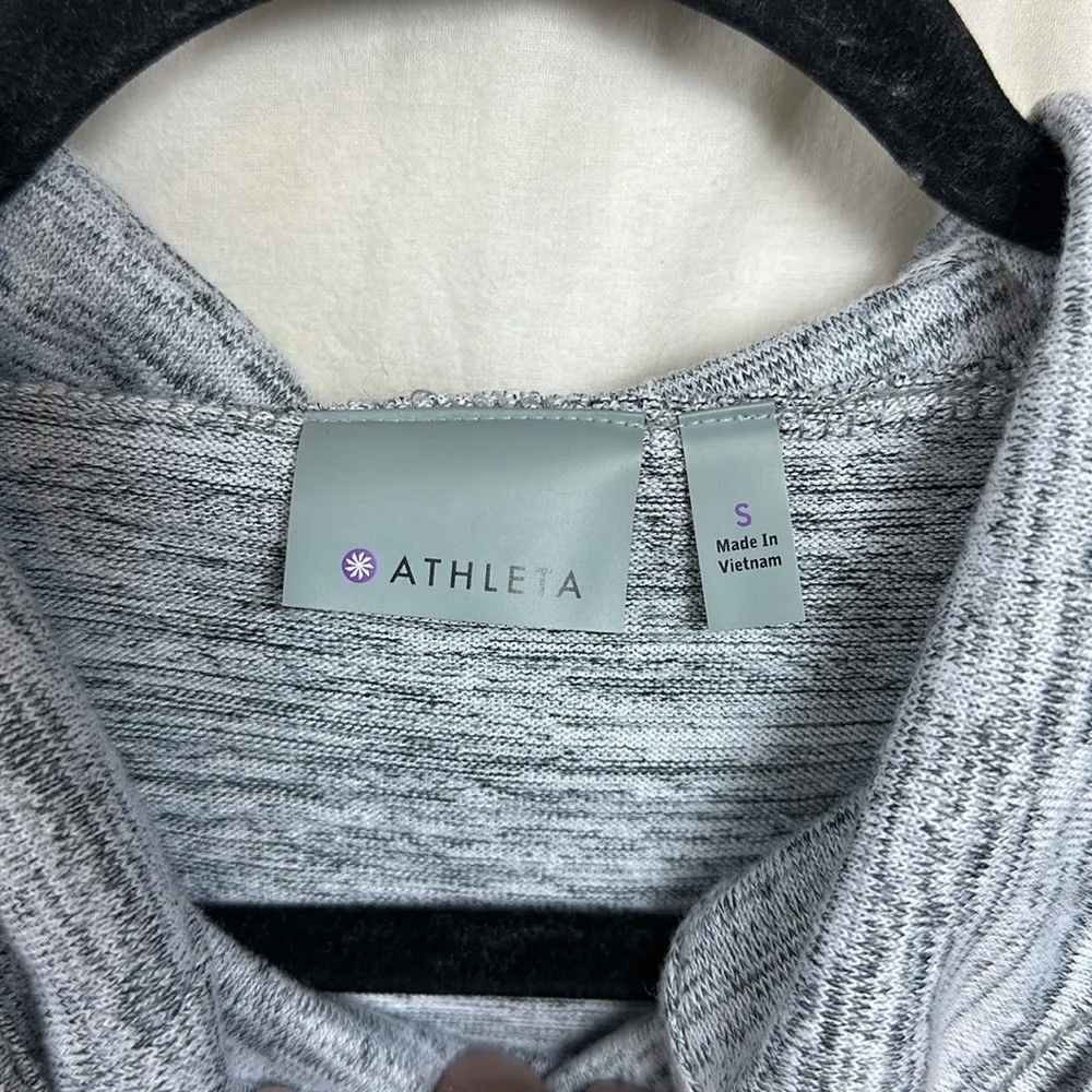 Athleta Heathered Grey Techie Cowl Neck Kangaroo Pocket Hoodie Top Womens Small - Image 5
