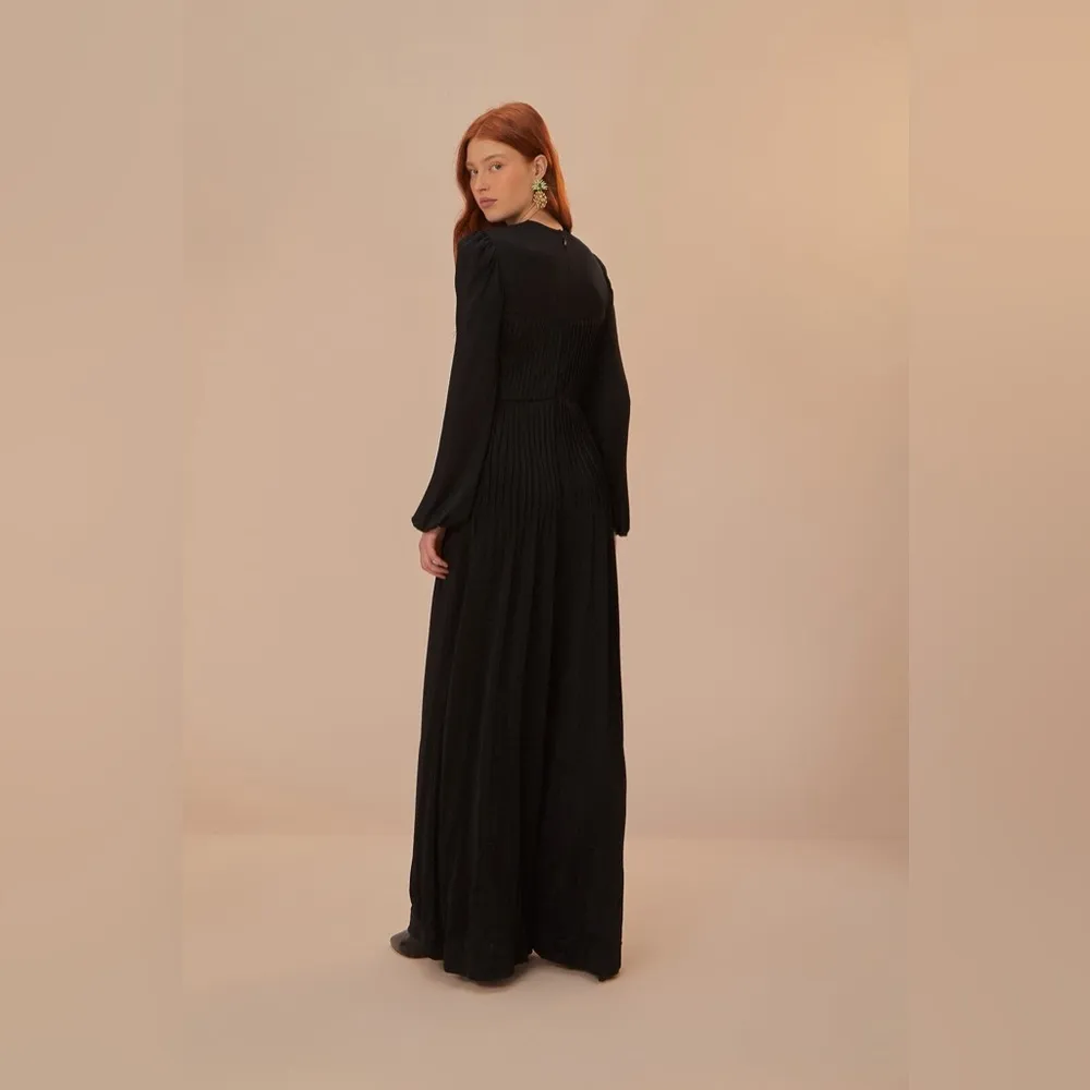 Farm Rio Black Long Sleeve Knot Jumpsuit, Size Small, $298 - Image 3