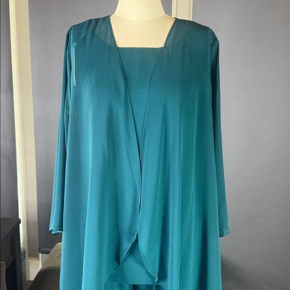 Women’s Chiffon 3 Piece Formal Pants Suit Mother of the Bride Size 14 NWT Blue - Image 2