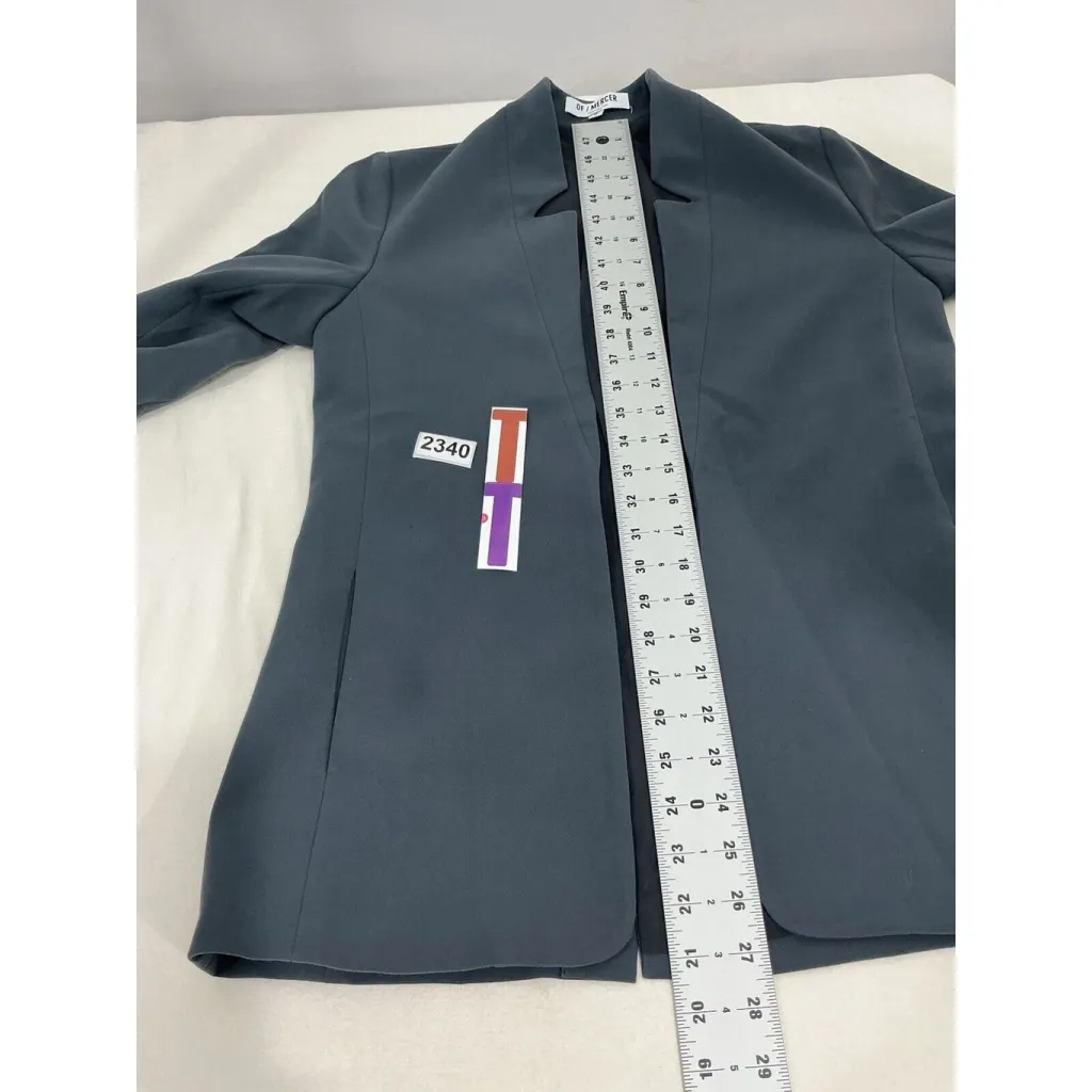 Womans Of/mercer Size 2 Grayish Blue Open Front Lined Blazer - Image 6