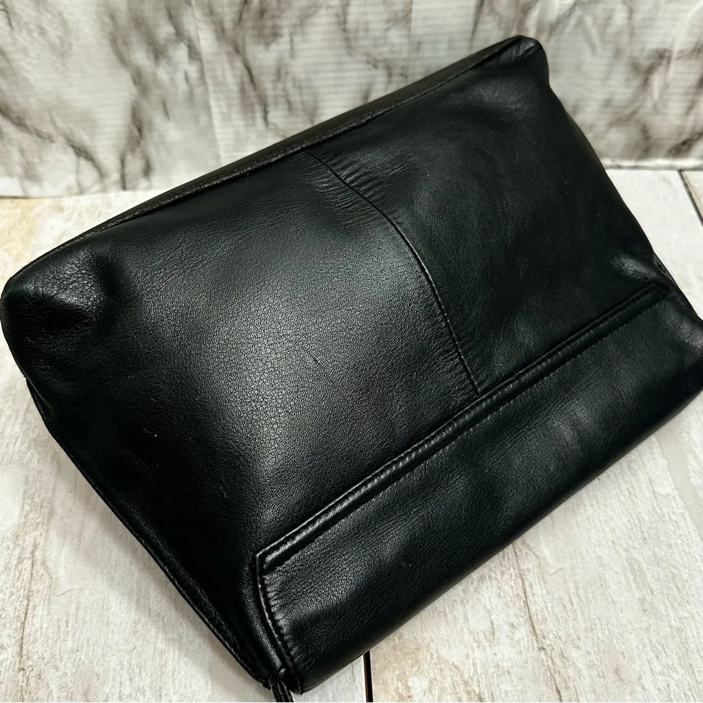 Liz Claiborne Vintage 90s Black Leather Shoulder Bag Minimalist Working Girl - Image 7