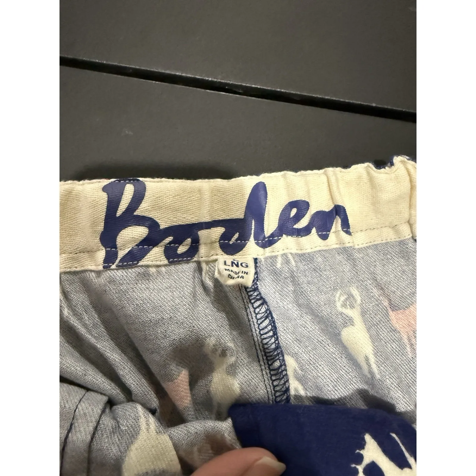 Boden Flannel Navy Elk Print Pajama Bottoms Men's Size L Long Blue Size L - Image 7