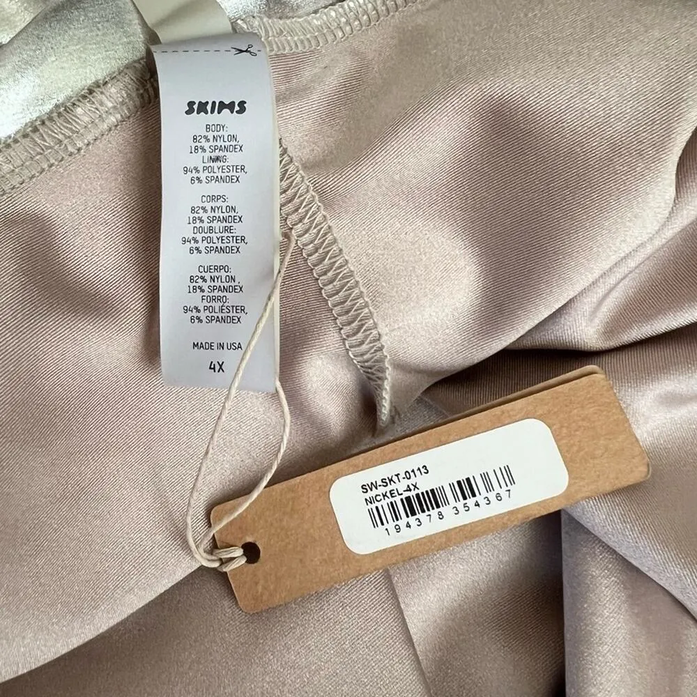 Skims Women’s Low Rise Metallic Twist Front Nickel Silver Mini Skirt Sarong 4X - Image 4