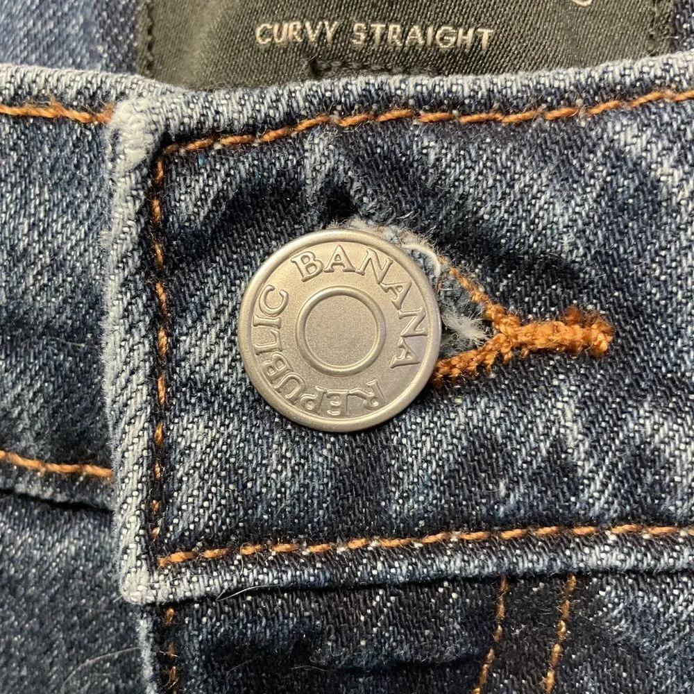 Banana Republic Women's‎ Curvy Straight Leg Jeans Dark Wash Size 29/8  High Rise - Image 6