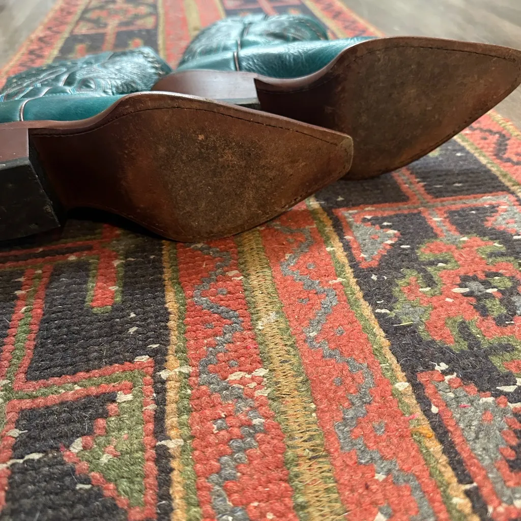 Justin Boots  Teal Leather Western Boots - Image 3