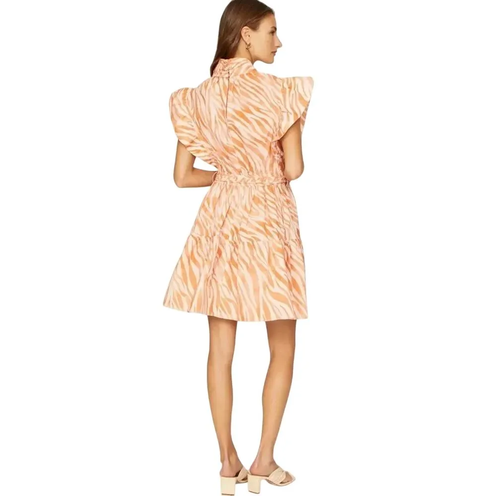 Derek Lam Collective Orange Zebra Cutout Mini Dress size 38 / US 2 MSRP $425 - Image 4