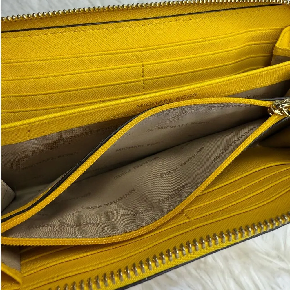 Michael Kors Mustard Yellow Zip Around Wallet - Image 6