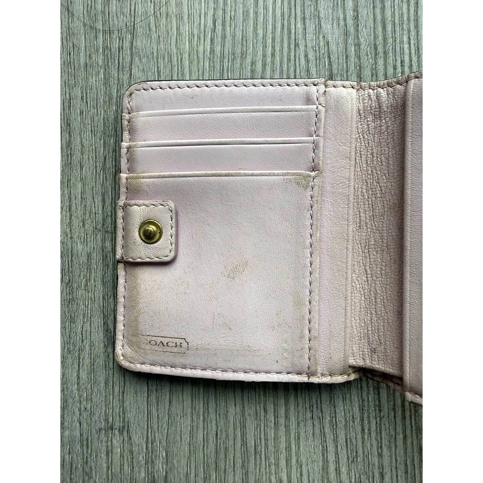 COACH Brown Signature Optic Carriage Bifold Mini Wallet Card Slots - Image 3