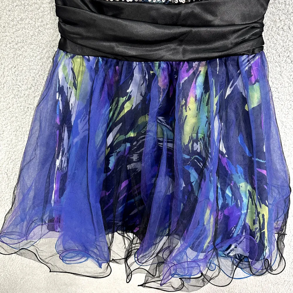 Vintage Y2K Ded Mini‎ Prom Dress Juniors 13/14 Beaded Gem Chiffon 80s HOCO Glam Black Size undefined - Image 6