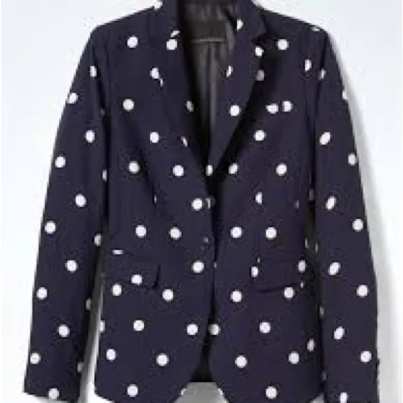 Women’s New Banana Republic Navy Blue White Polka Dot Blazer Coat NWT sz 4 - Image 8