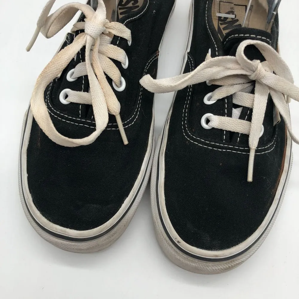 Vans Black Canvas Unisex Shoes Sneakers Lace Up Mens 6 Womens 7.5 - Image 4