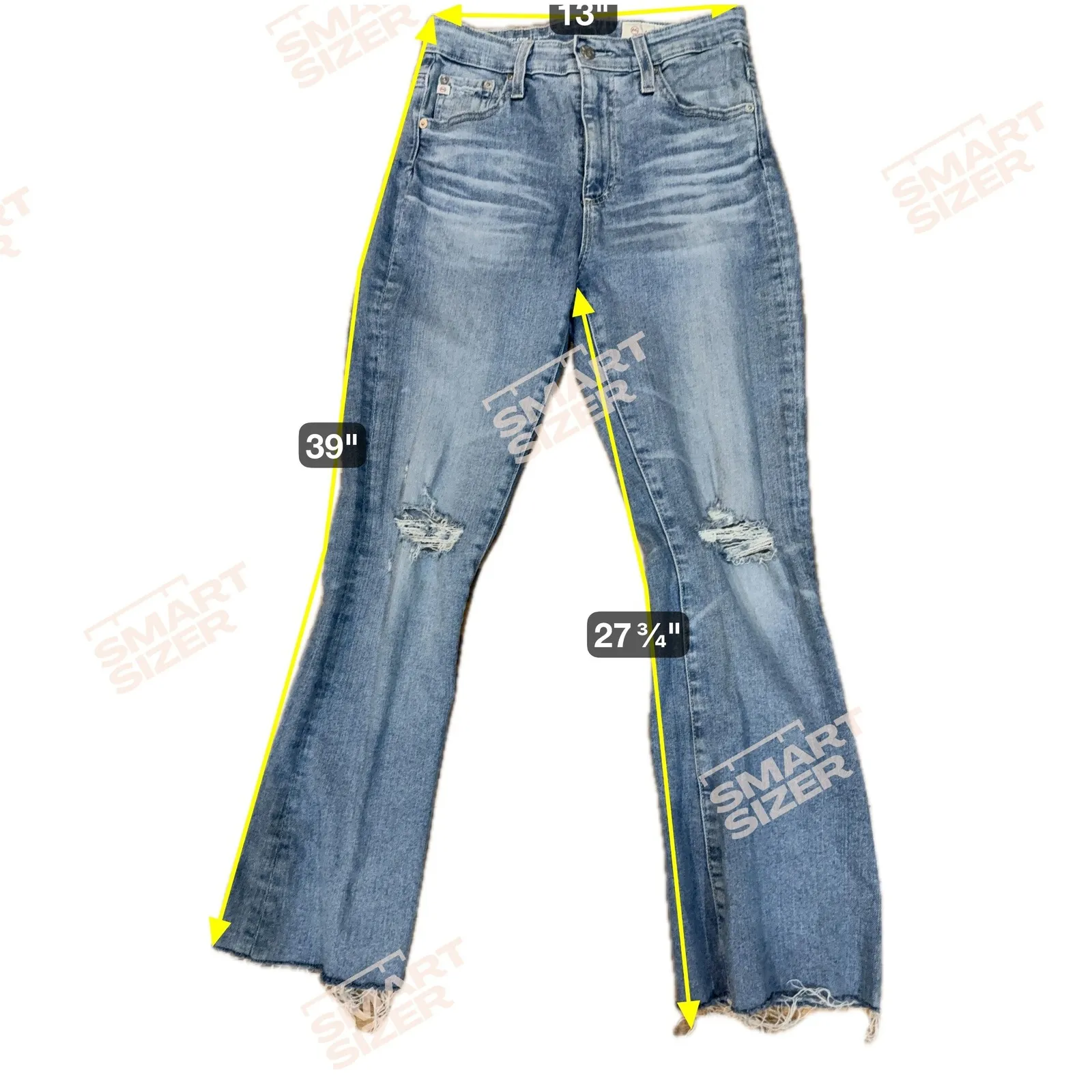 AG ED Denim Womens 27 Jeans High Rise Crop Boot Cut Ripped Distressed Blue - Image 10