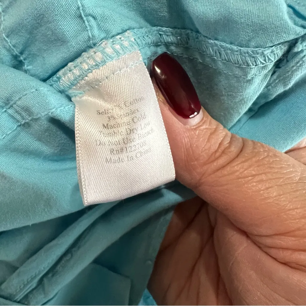 Pete & Greta by Johnny Was Unisex Utility Cargo Teal Blue Pants Size 4 - Image 12