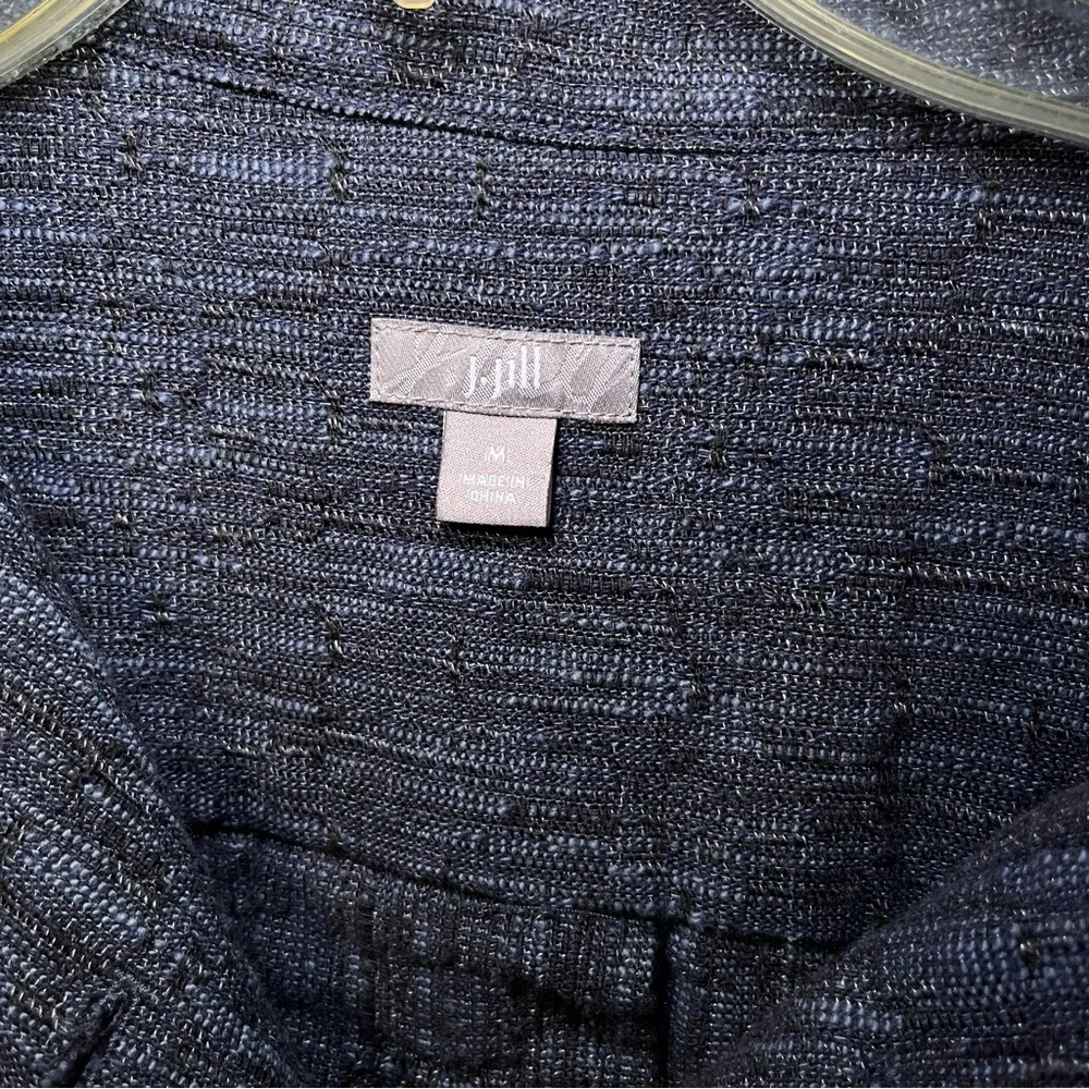 J Jill Blazer Jacket Dark‎ Blue Black Woven Office Career Corporate Mature Thick Size M - Image 2