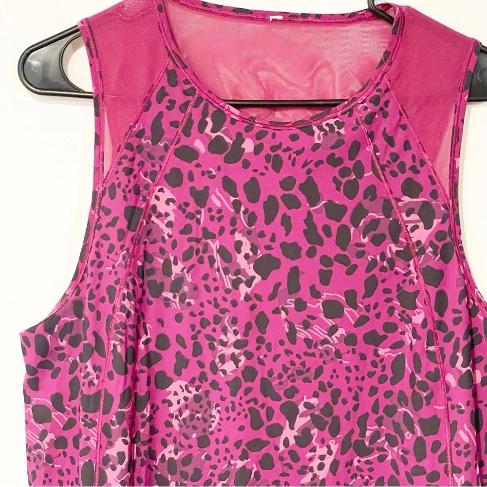Lululemon Size 8 Purple Pink Leopard Animal Print Sculpt Tank Top Athletic - Image 2