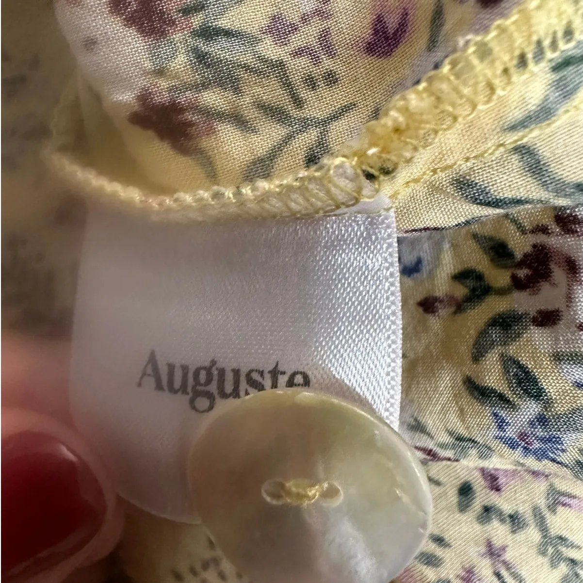 Auguste the Label Midi Dress Lola Yellow Floral Button Front Short Sleeve Size 2 - Image 9