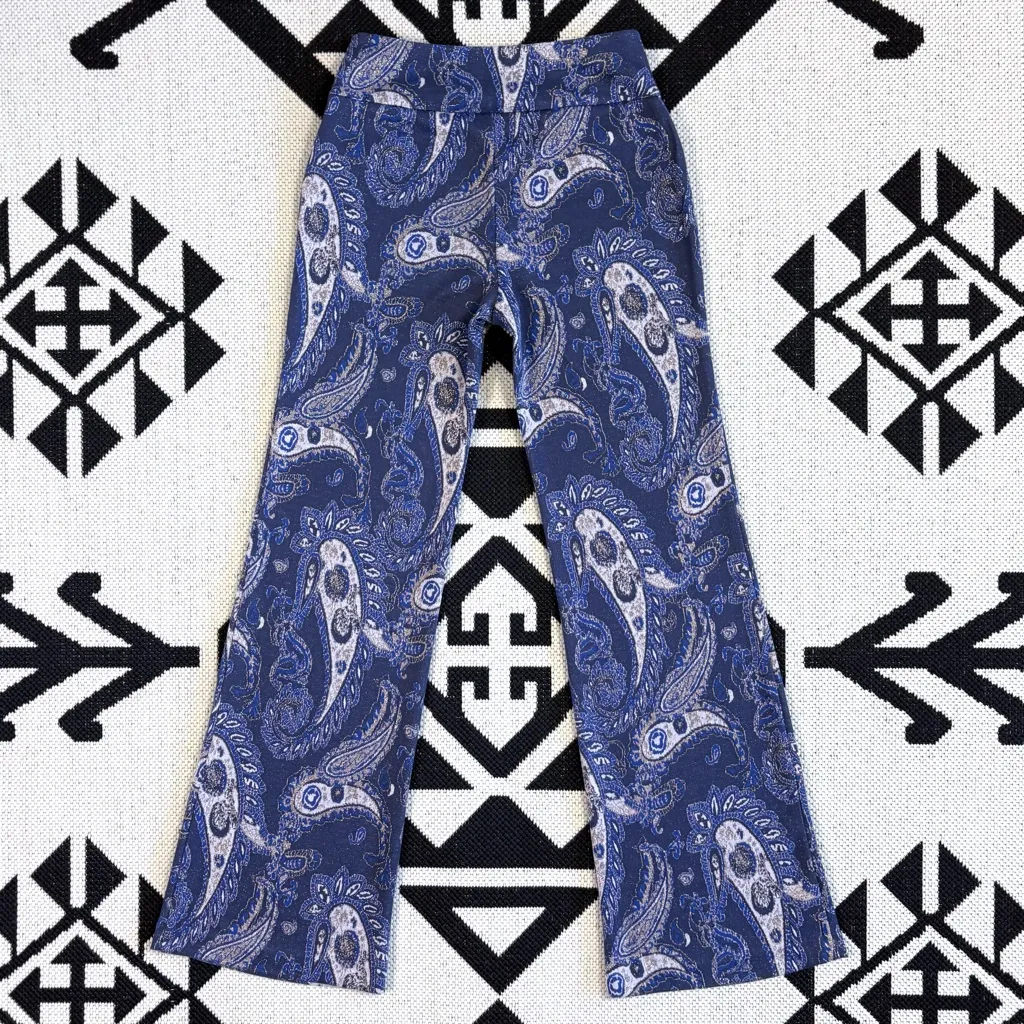 Maeve x Anthropologie Maria Metallic Paisley Boho Wide Flare Leg Pants Size 2 - Image 11