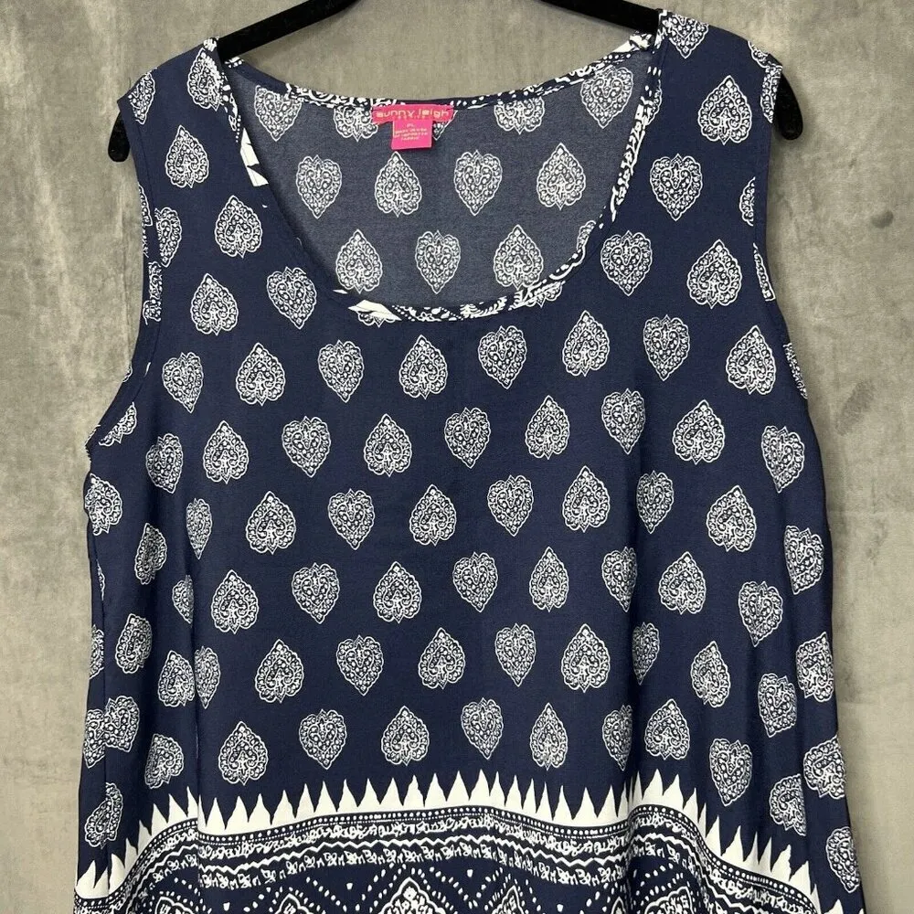 Sunny Leigh Top‎ Petite Large Sleeveless Blouse Vintage Y2K Blue - Image 3