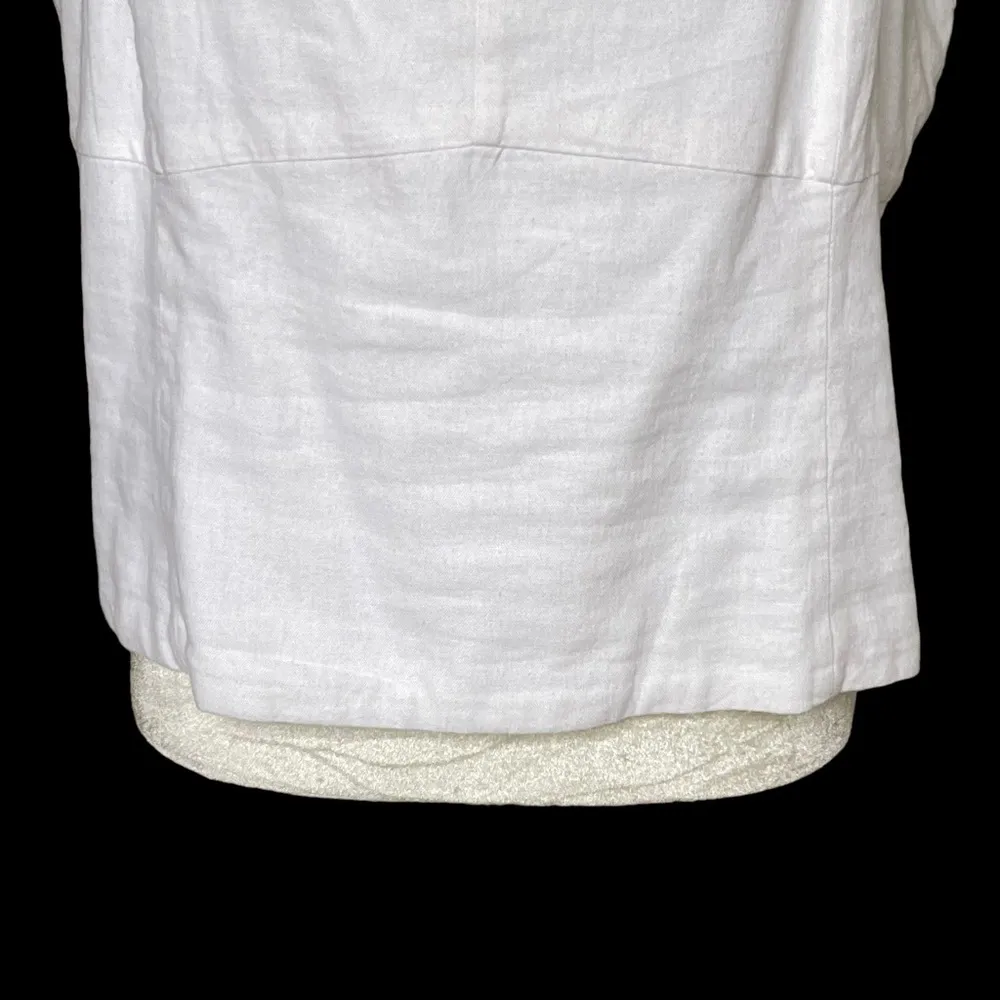 Women’s Linen Fitted Tie Shoulder Cropped Cami Plus Size XXL White - Image 5