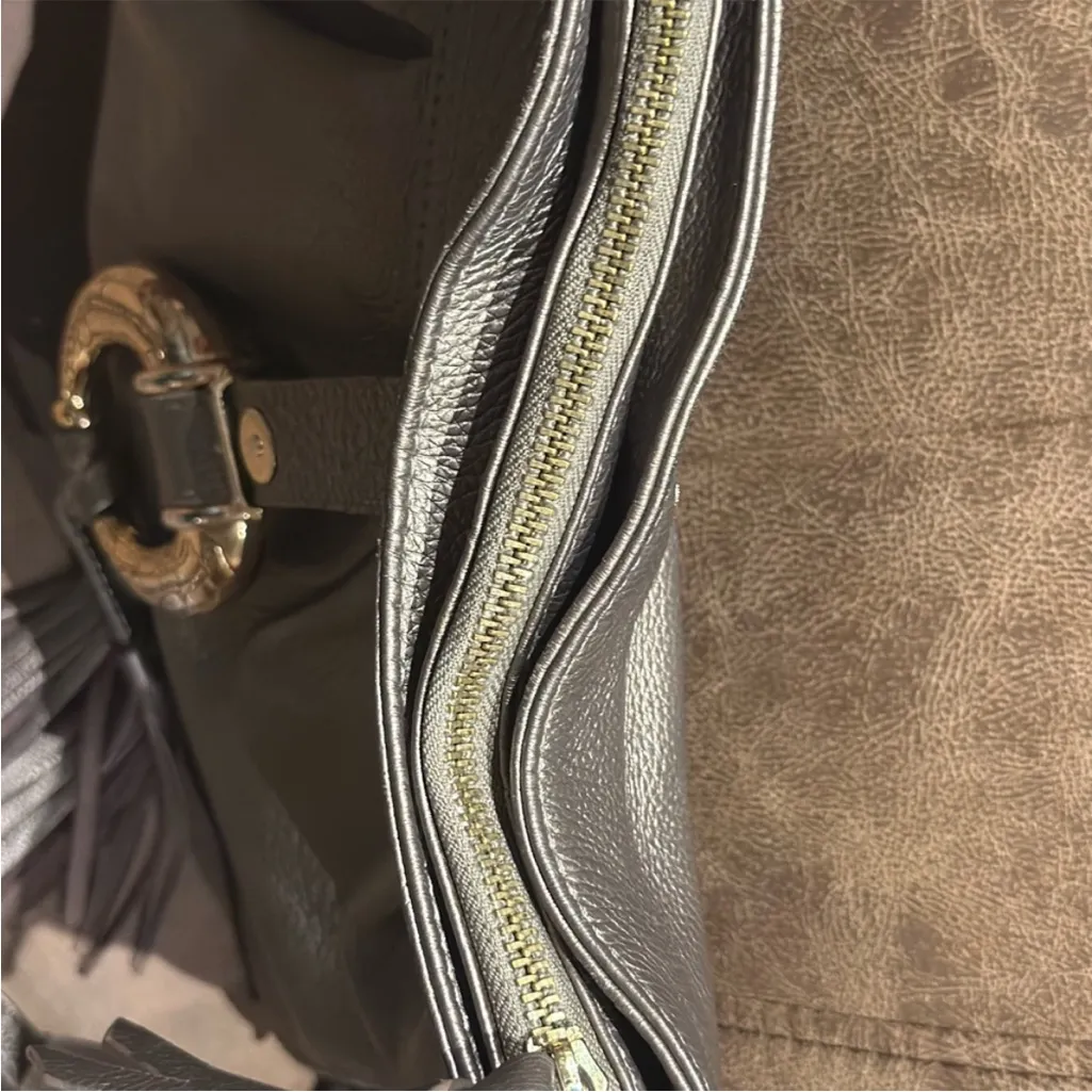 Jimmy Choo Silver Shoulder Bag with Tassel - Image 7