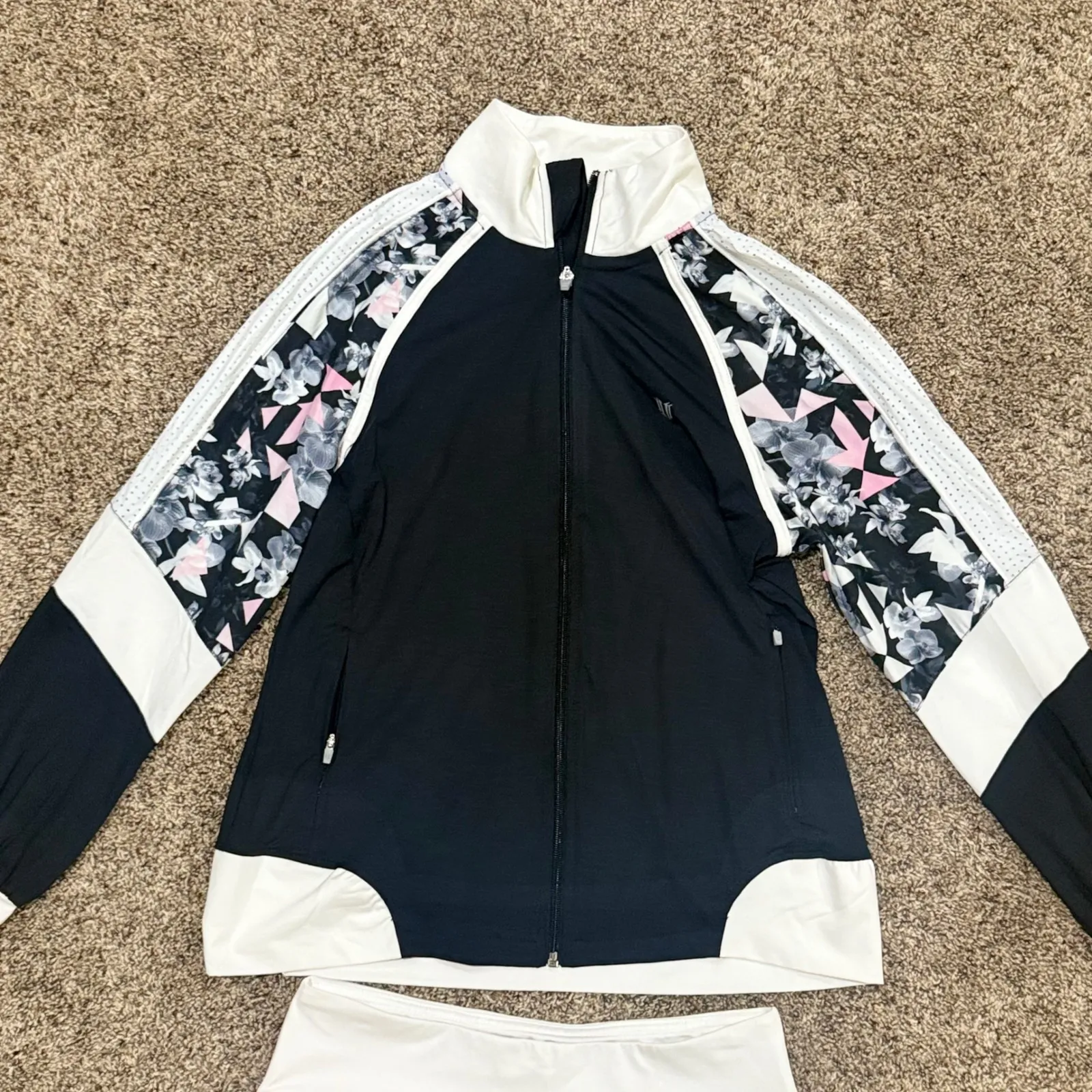 Eleven by Venus Williams Tennis Jacket & Skirt Set Floral Print Womens Small Black - Image 3