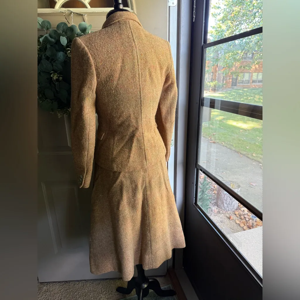 Vintage 60/70s Casual Corner tweed skirt blazer suit set, size medium Orange - Image 5