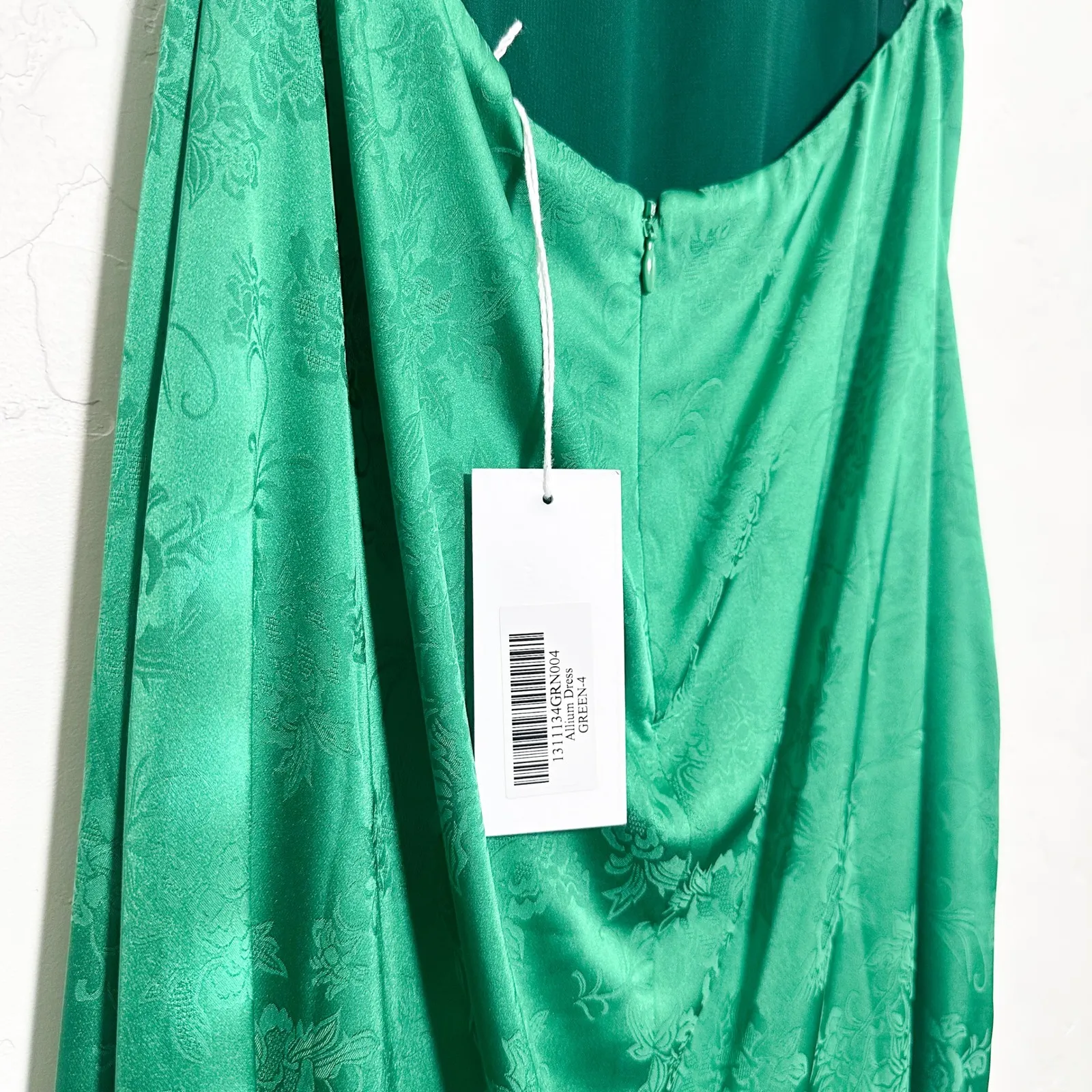 Reformation | NWT Allium Satin Floral Open Back Maxi Formal Dress in Green - Image 8