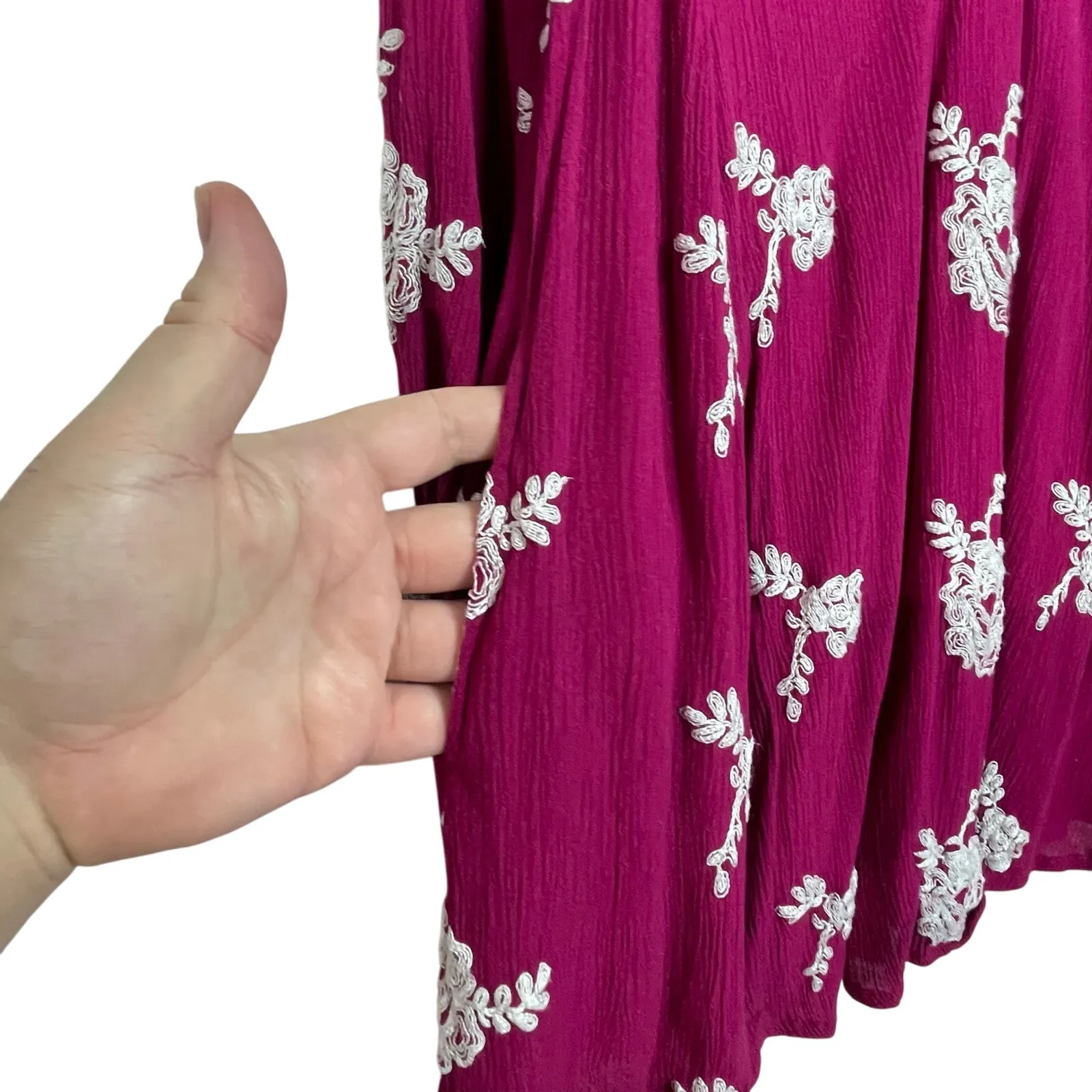 FREE PEOPLE Women’s Austin Emma Embroidered Boho Mini Swing Dress XS - Image 4