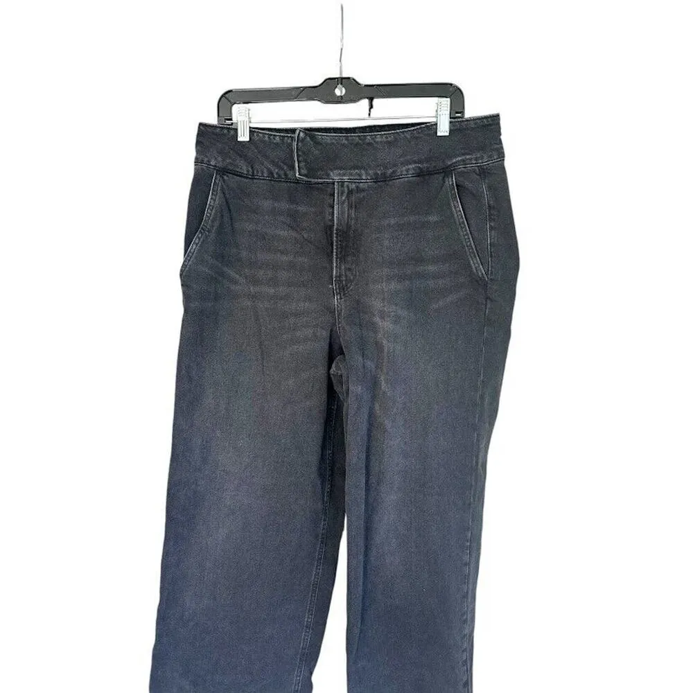 Express Jeans Wide Leg High Rise Black Womens Size 14 R Denim 34 x 32.5 - Image 2