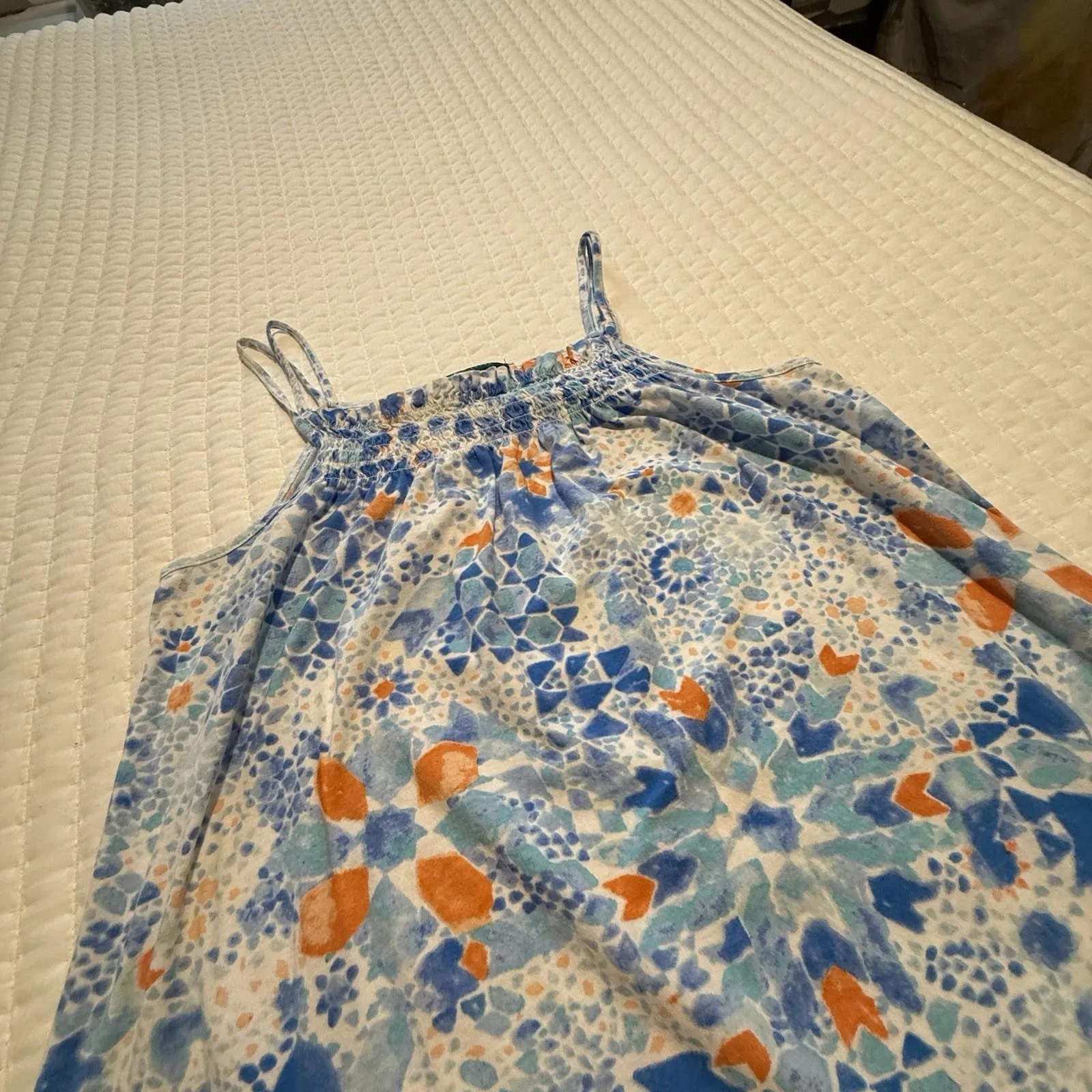 Lauren Ralph Lauren Nightie Slip Short Nightgown Sz M Medium Blue Geo Floral - Image 6