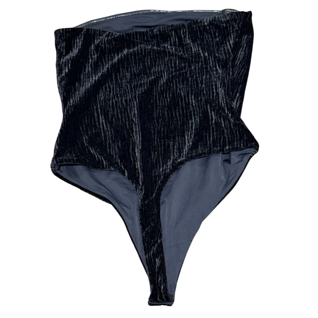 Naked Wardrobe Textured Velvet Tube Body Suit Black Womens Small - Image 4