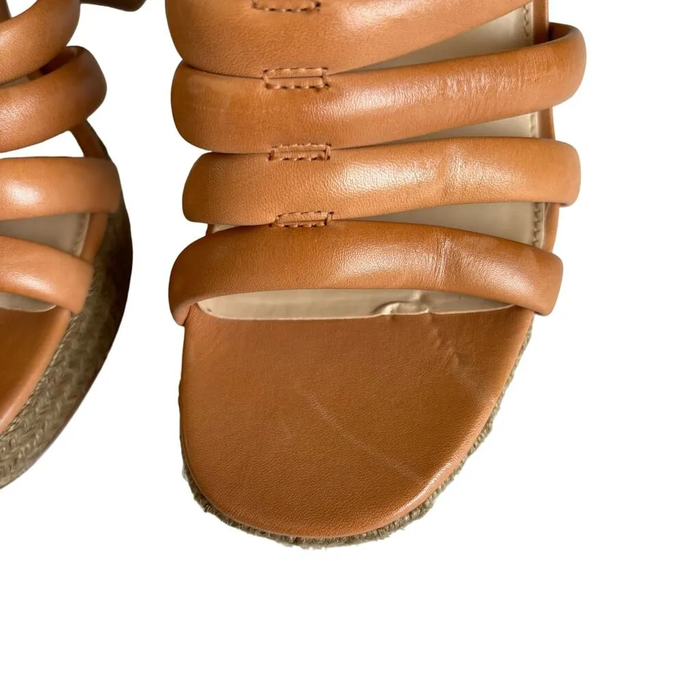 Vince Camuto Women's Patrest Raffia Platform Sandal Heeled Light Cognac Size 10 - Image 3