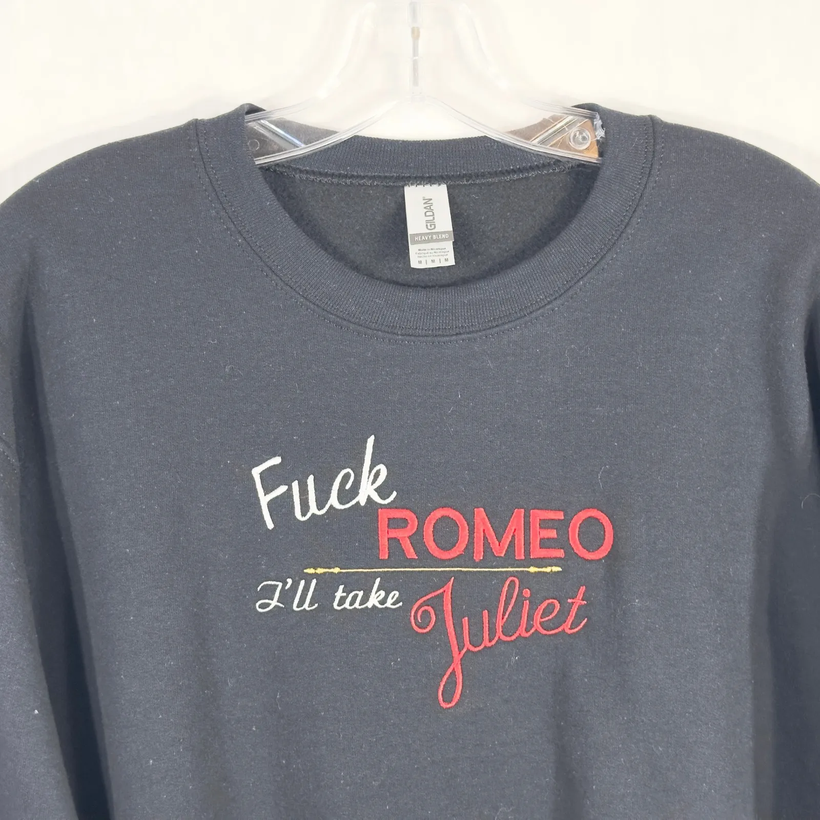 Lesbian Pride Medium‎ Sweatshirt Black F*ck Romeo I'll Take Juliet Embroidered - Image 2