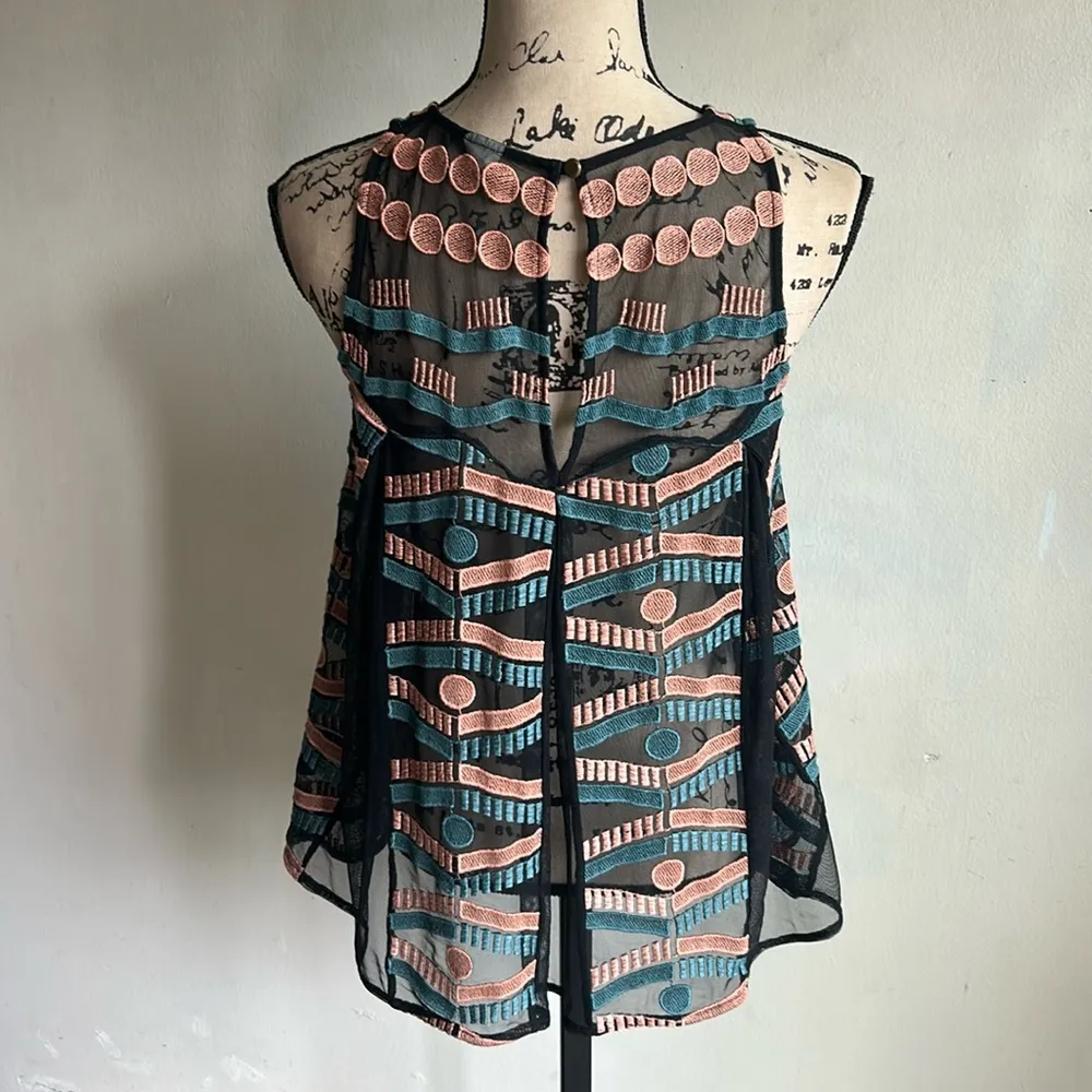 Anthropologie Akemi + Kin Kalila Embroidered Polka Dot Sheer Tank Top Size XS - Image 10