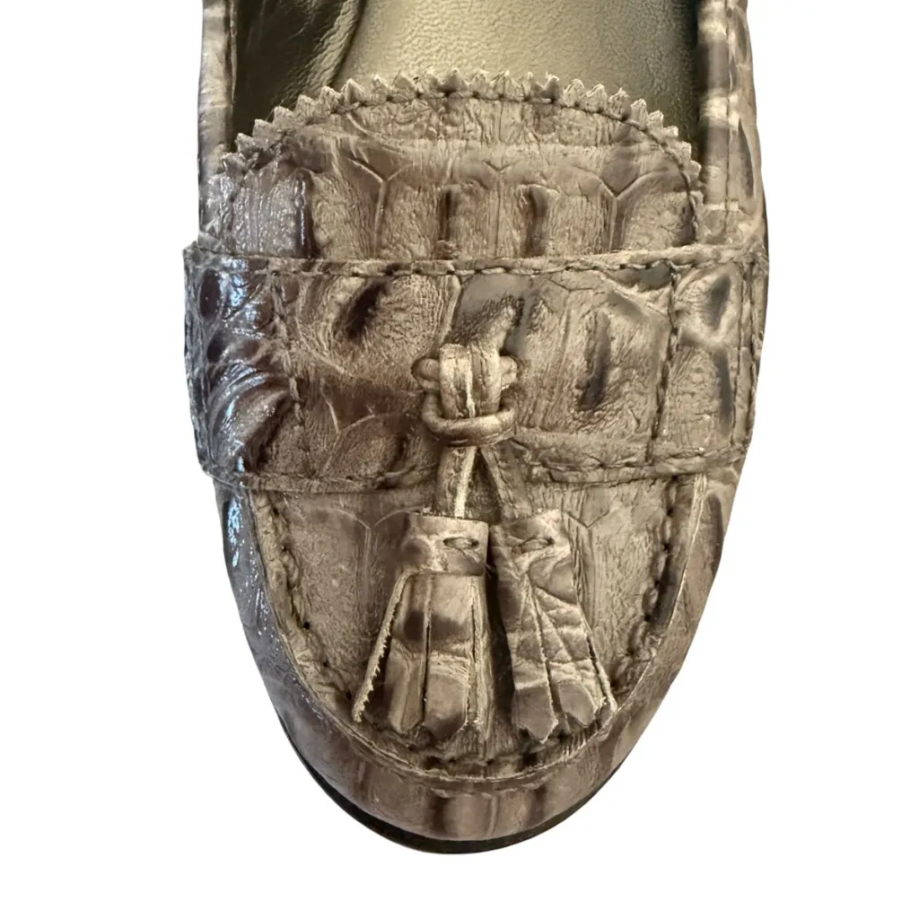 Talbots lizard leather tassel loafers 1" heels black rubber soles womens size 6B - Image 8