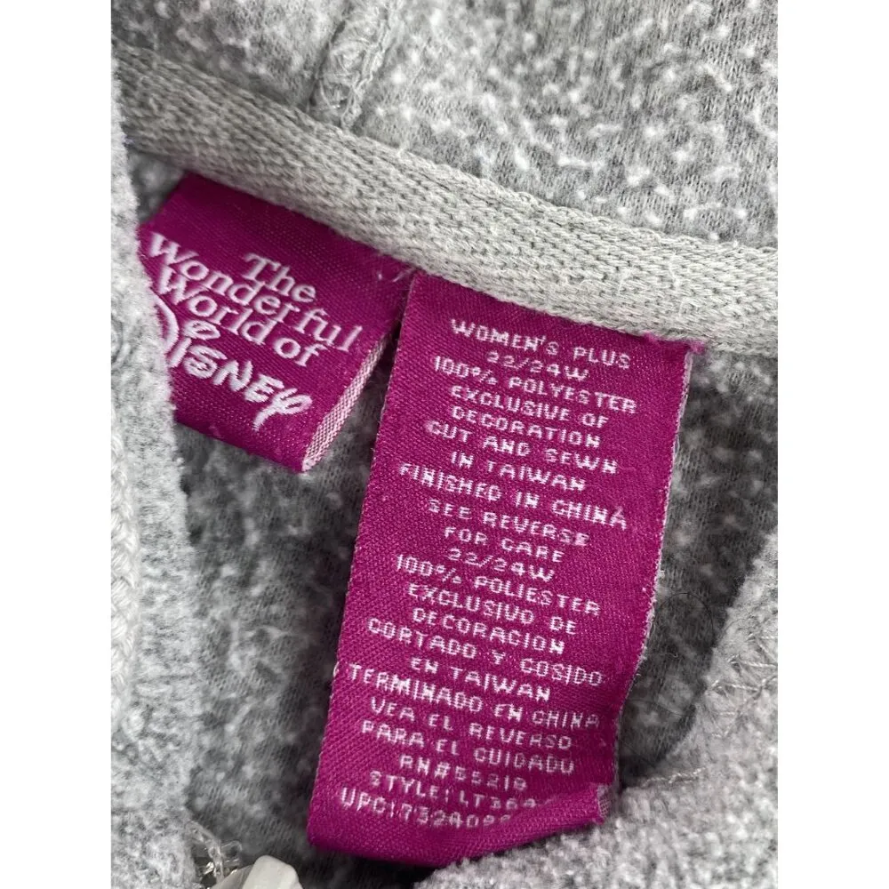 VTG 90's Mickey Mouse Gray Hoodie Sweatshirt Fleece  Womens+  22/24 - Image 6