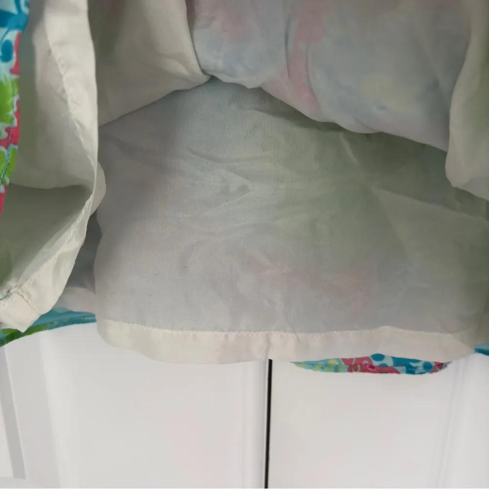 Lilly Pulitzer 100% Silk Mini Dress Beach Floral Lizard Print Preppy 3/4 Sleeve - Image 6