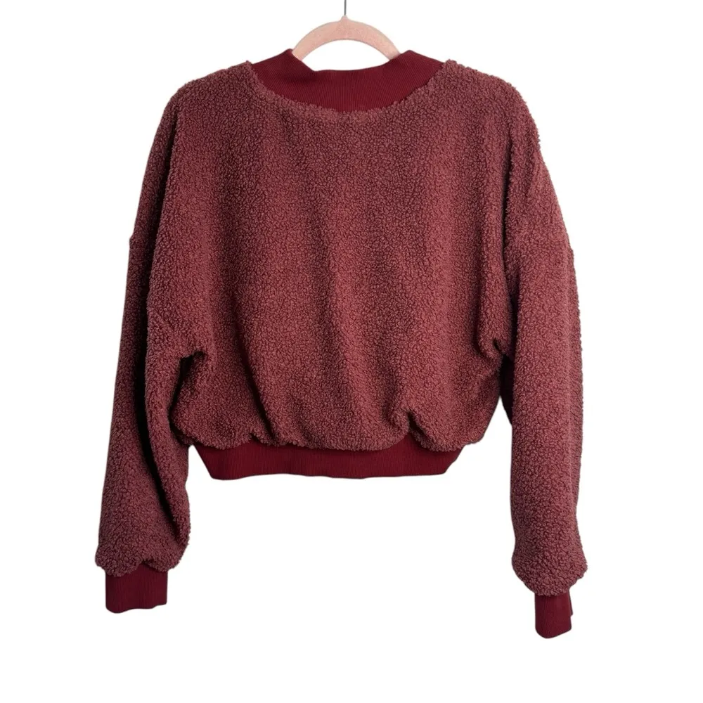 Fabletics Malia Polar Fleece Pullover Dark Rouge Sweatshirt - Image 4
