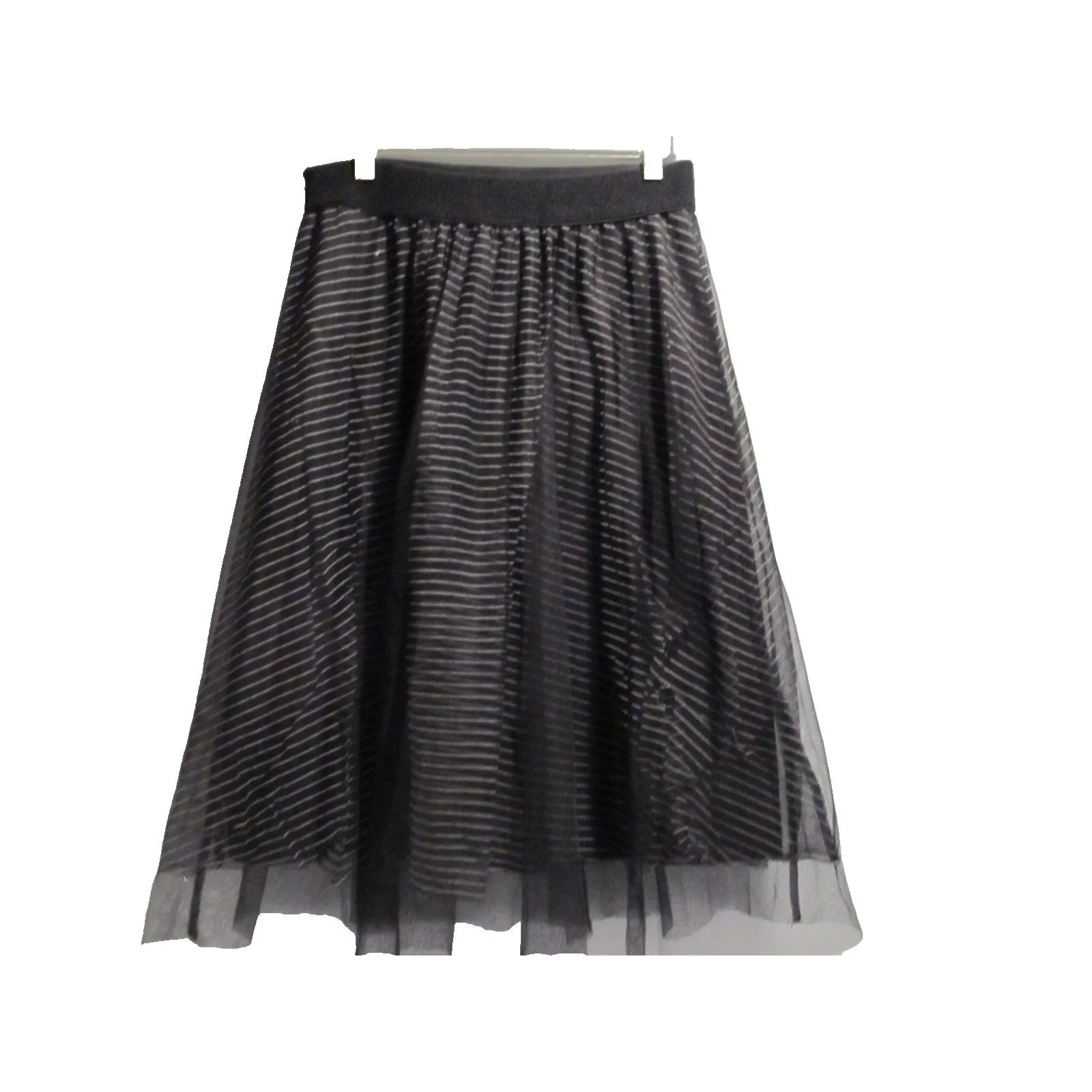 Metrowear Women's Elegant Black Striped Tulle Layered Lined Skirt Size M Size M - Image 2