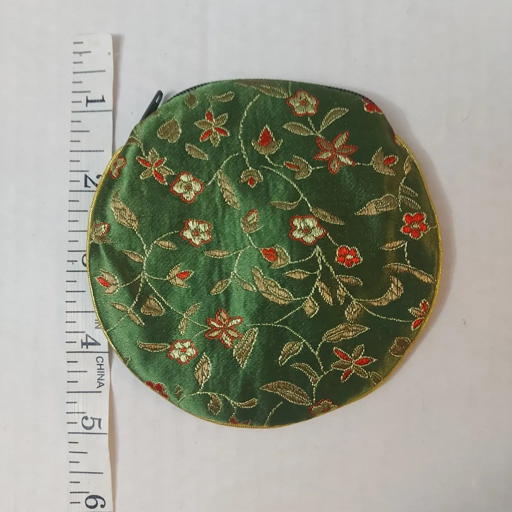 Green Embroidered Floral Zip Coin Purse/Pouch Women's Accessories Key Cards Pods Red - Image 4