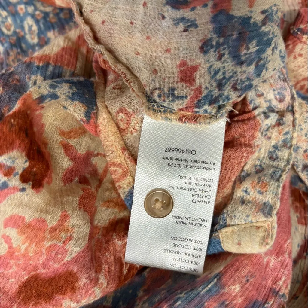 Pilcro Urban Outfitters Patchwork Floral Button Front Top Size Small Boho - Image 3