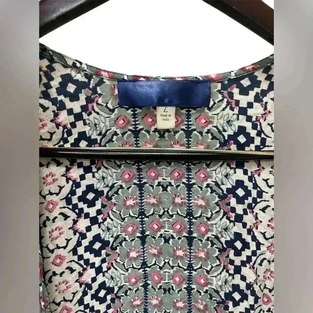 Womens Boho Long Floral Kimono Large‎ Bohemian Lightweight Cottagecore Festival Blue - Image 4