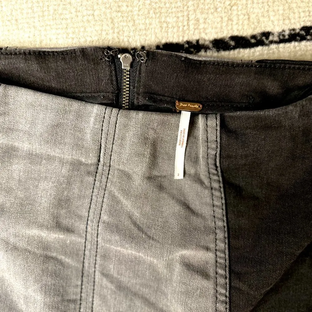 Denim Modern Femme Two Tone Mini Gray Black Faded Skirt - Image 8