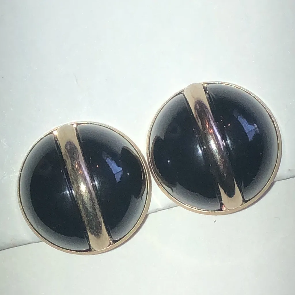 Sarah Coventry Elegant Vintage Navy Blue and Gold Tone Earrings - Image 6