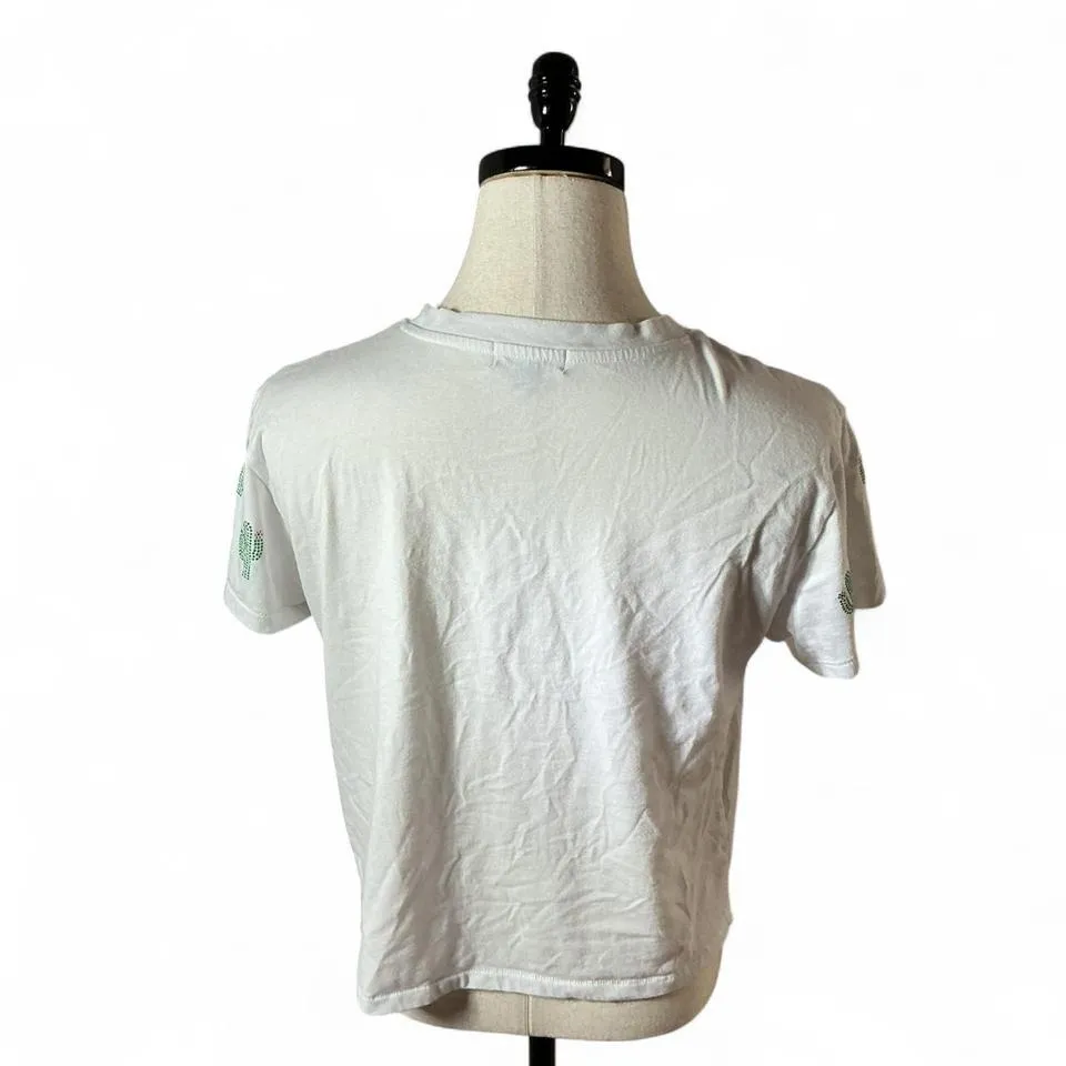Cactus Rhinestone T-Shirt Novelty White Graphic Tee Short Sleeve‎ - Image 2